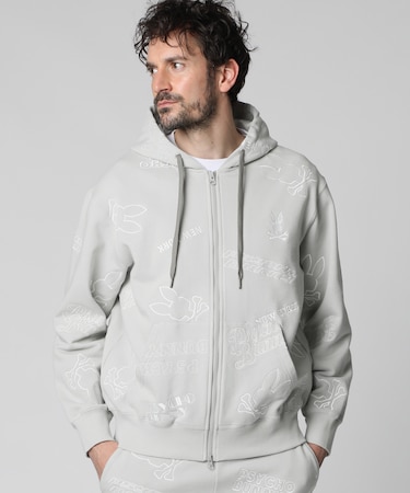 エンブロイダリーロゴパターン 　ジップパーカ