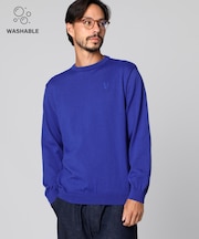 [手洗いOK]ワンポイントロゴ ウォッシャブル　ニット