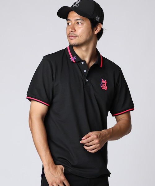 サイコバニー　カモバニー　ポロシャツ Psycho Bunny（サイコバニー） ゴルフ メンズ NEON BUNNY ワンポイント