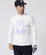 [GOLF]ラインモチーフ 裏起毛モックネック 　ロングスリーブTシャツ
