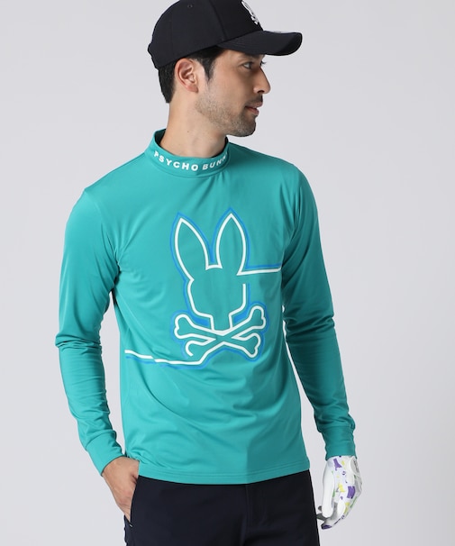 [GOLF]ラインモチーフ 裏起毛モックネック 　ロングスリーブTシャツ