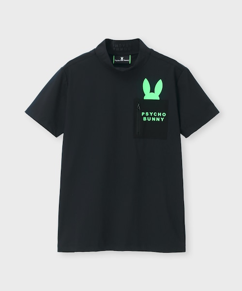 【新品未使用・タグ付き】 Psycho Bunny モックネック半袖シャツ GOLF] [WOMEN]ポケットバニー モックネックTシャツ｜サイコバニーの