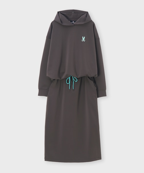 [WOMEN]フーデッド ロングワンピース