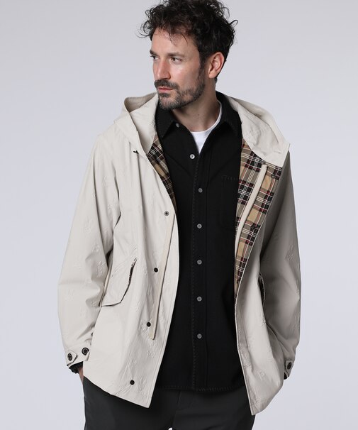 ロゴエンボス 　ショートモッズコート