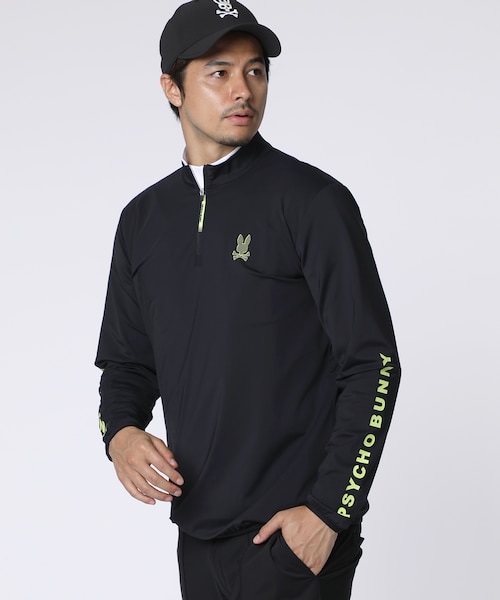 サイコバニー ゴルフ モックネック ハイネック ハーフジップ ストレッチ GOLF]ナイロンストレッチジャージ ハーフジップモックネック