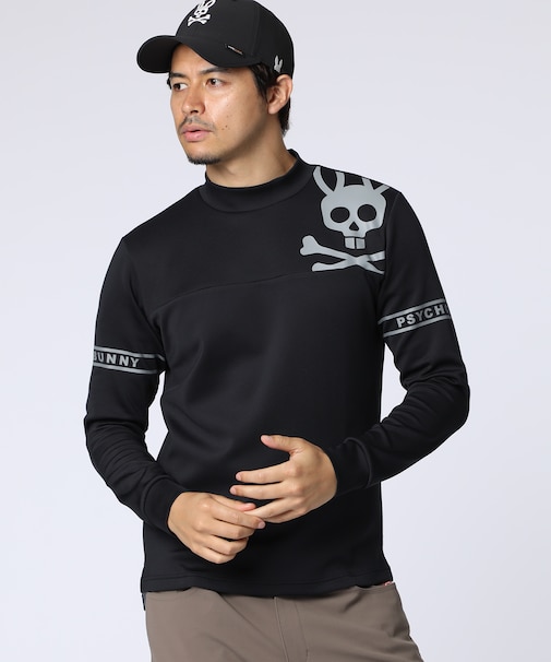 [GOLF]ラインスリーブロゴ　 モックネックＴシャツ