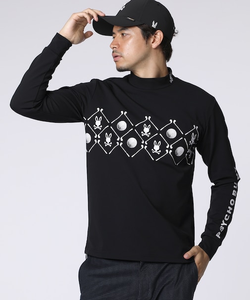 [GOLF]ゴルフモチーフロゴ　モックネックＴシャツ