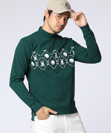 [GOLF]ゴルフモチーフロゴ　モックネックＴシャツ