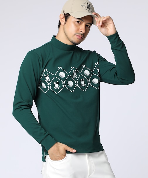 [GOLF]ゴルフモチーフロゴ　モックネックＴシャツ