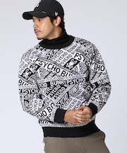 [GOLF]総柄フォントロゴ　オリジナルジャガードニット