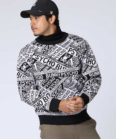 [GOLF]総柄フォントロゴ　オリジナルジャガードニット