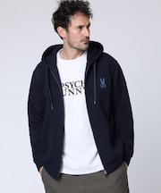 ワンポイントバニー　 ワッフルダブルジップパーカ