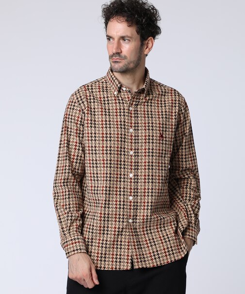 ガンクラブチェック　コーデュロイボタンダウンシャツ