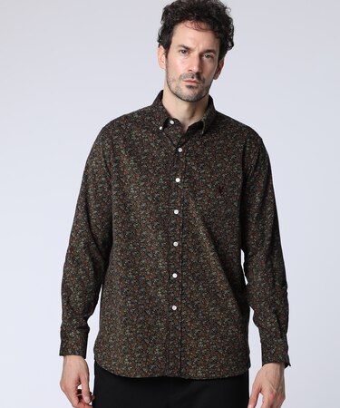 コーデュロイフラワープリントシャツ