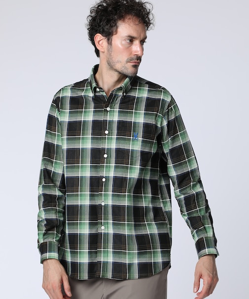 コーデュロイチェック　 ボタンダウンシャツ