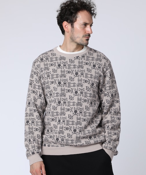 オリジナルジャガード 　クルーネック総柄ニット