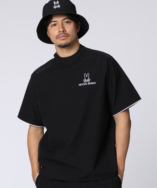 [GOLF]パイピングライン　 ナイロンショルダージップラグランTシャツ