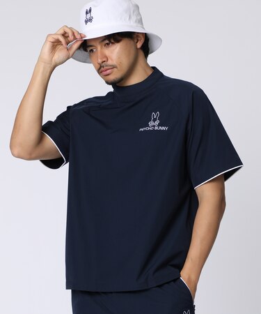 [GOLF]パイピングライン　 ナイロンショルダージップラグランTシャツ