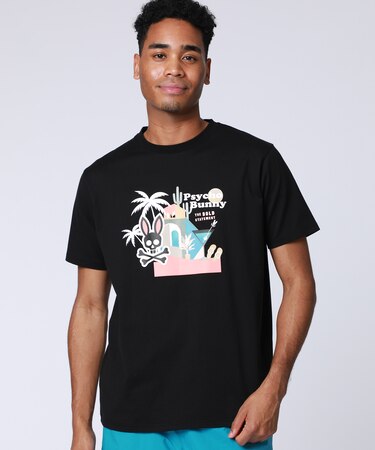 トロピカル アートワーク ピマコットンTシャツ