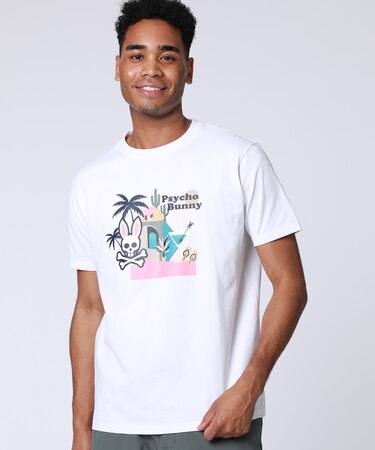 トロピカル アートワーク ピマコットンTシャツ