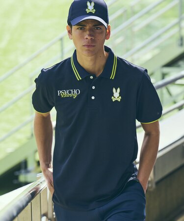 [GOLF]ドライミックス鹿の子 コントラストロゴポロシャツ