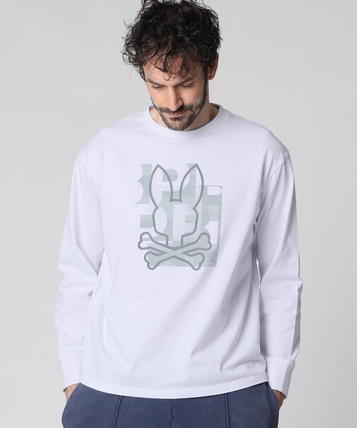 モザイクアウトラインバニー ロングスリーブTシャツ