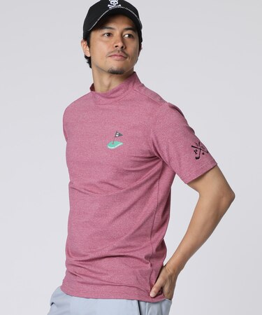 [GOLF]フラッグバニーロゴ メランジモックネックTシャツ