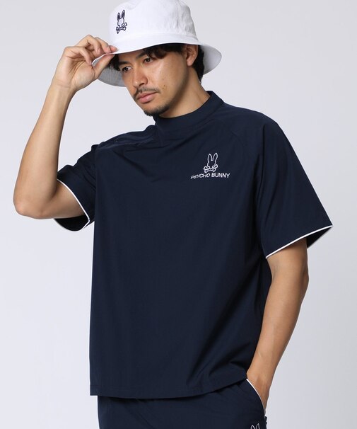 [GOLF]パイピングライン　 ナイロンショルダージップラグランTシャツ