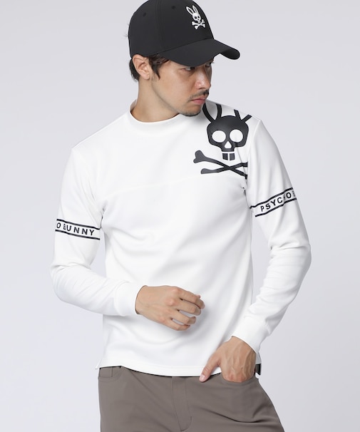 [GOLF]ラインスリーブロゴ　 モックネックＴシャツ