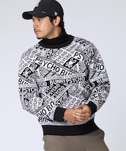 [GOLF]総柄フォントロゴ　オリジナルジャガードニット