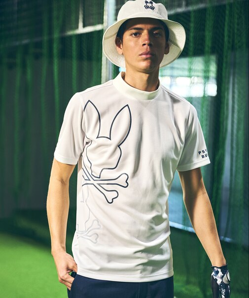 [GOLF]アウトライン2BUNNY 　ドライメッシュモックネックTシャツ