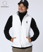[GOLF]総柄フォントロゴ　 リバーシブルベスト