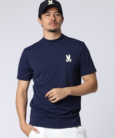 [GOLF]コントラストシグネチャーロゴ　 モックネックＴシャツ