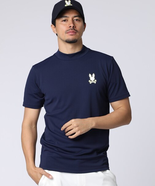 [GOLF]コントラストシグネチャーロゴ　 モックネックＴシャツ