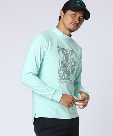 [GOLF]オリジナル総柄アートワーク 　モックネックＴシャツ