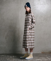 [WOMEN]フランネル チェック 　シャツワンピース