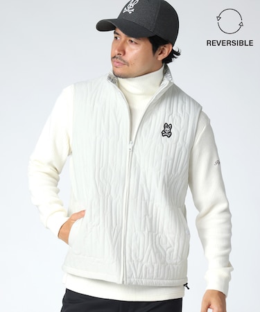 【公式】[GOLF]ストレッチタフタ総柄リバーシブル 　中綿ベスト