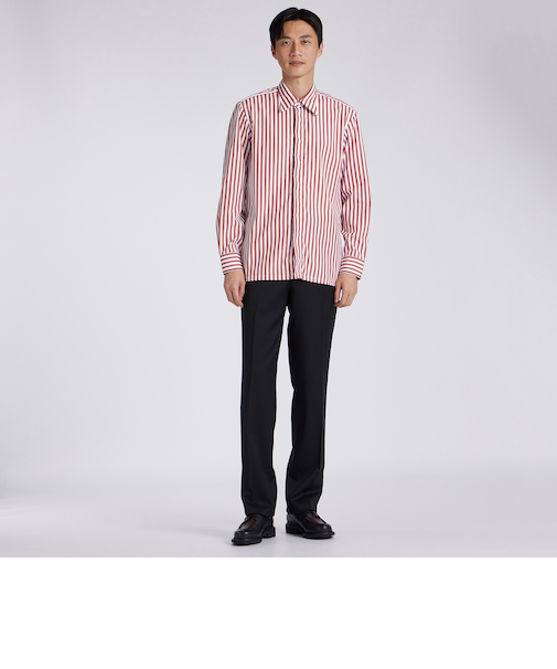 BLOCK STRIPE FLY FRONT 　SHIRT