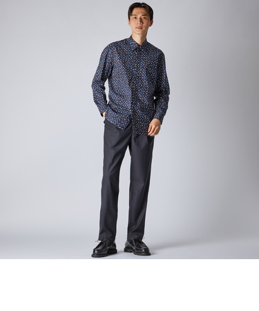 FLOWER PRINT FLY FRONT 　SHIRT