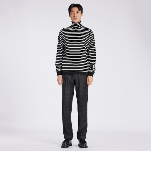 ドゥーズィエムクラス　ボーダータートル EFMW BORDER TURTLE NECK KNIT [エクストラファインメリノ ボーダー