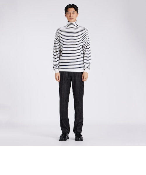 EFMW BORDER TURTLE NECK KNIT [エクストラファインメリノ ボーダー