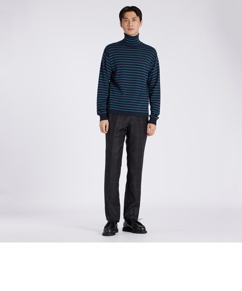 EFMW BORDER TURTLE NECK KNIT [エクストラファインメリノ ボーダー