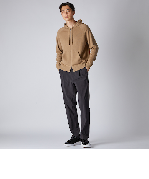 CASHMERE ZIP UP KNIT 　HOODIE