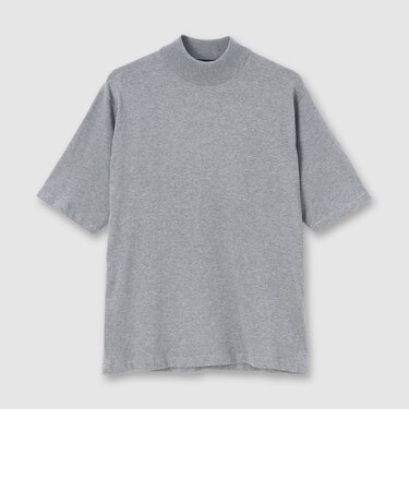 GIZA COTTON MOCK NECK KNIT TEE