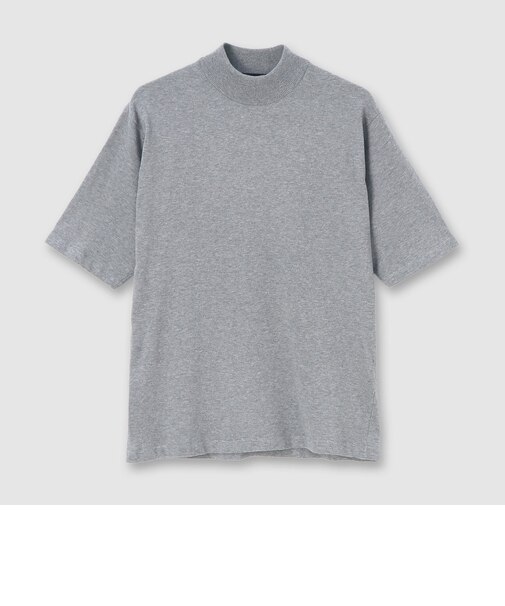 GIZA COTTON MOCK NECK KNIT TEE