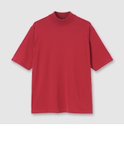 GIZA COTTON MOCK NECK KNIT TEE