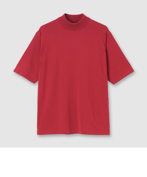 GIZA COTTON MOCK NECK KNIT TEE