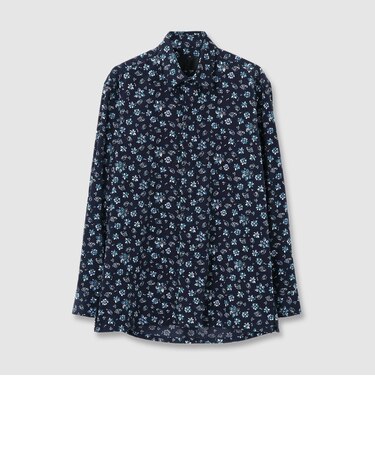 FLOWER PRINT CORDUROY FLY FRONT 　SHIRT