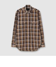 COTTON／LINEN PLAID WESTERN SHIRT