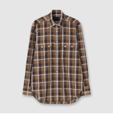 COTTON／LINEN PLAID WESTERN SHIRT